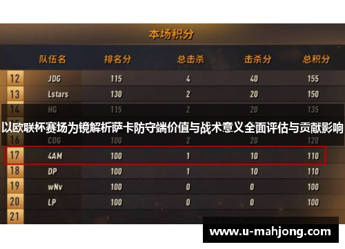 以欧联杯赛场为镜解析萨卡防守端价值与战术意义全面评估与贡献影响